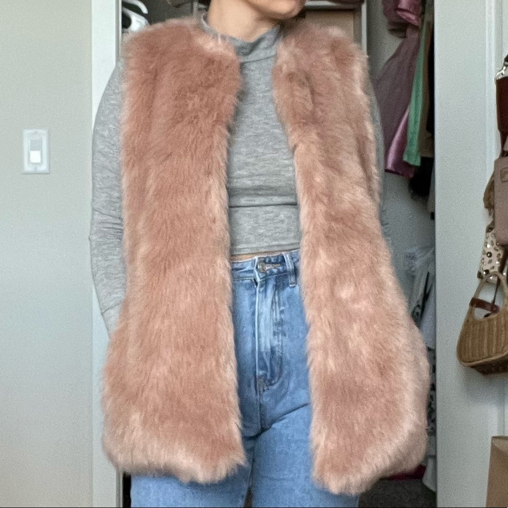 Light pink faux fur vest